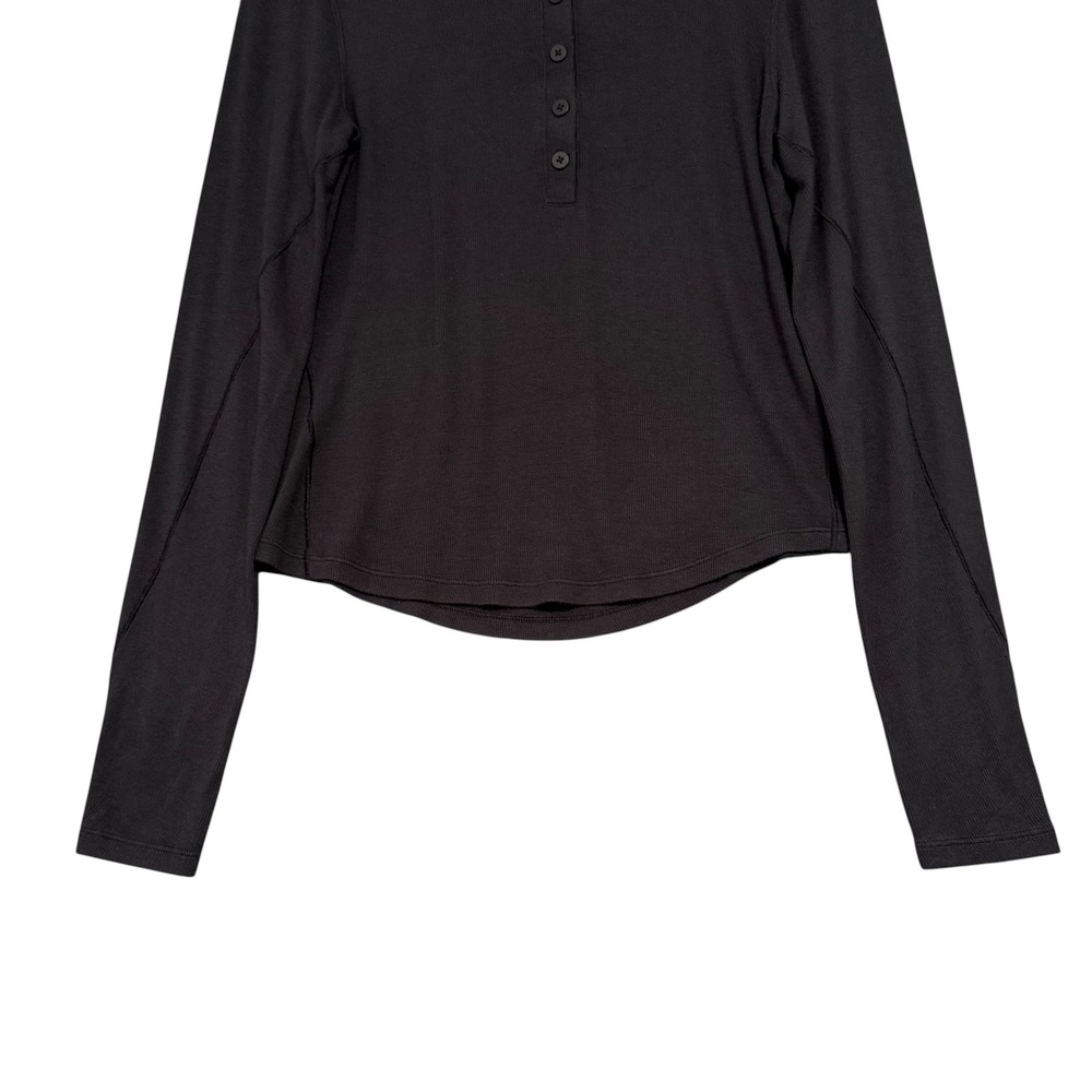 Lululemon | Hold Tight Long Sleeve Henley Black Ribbed Shirt - Picture 5 of 14
